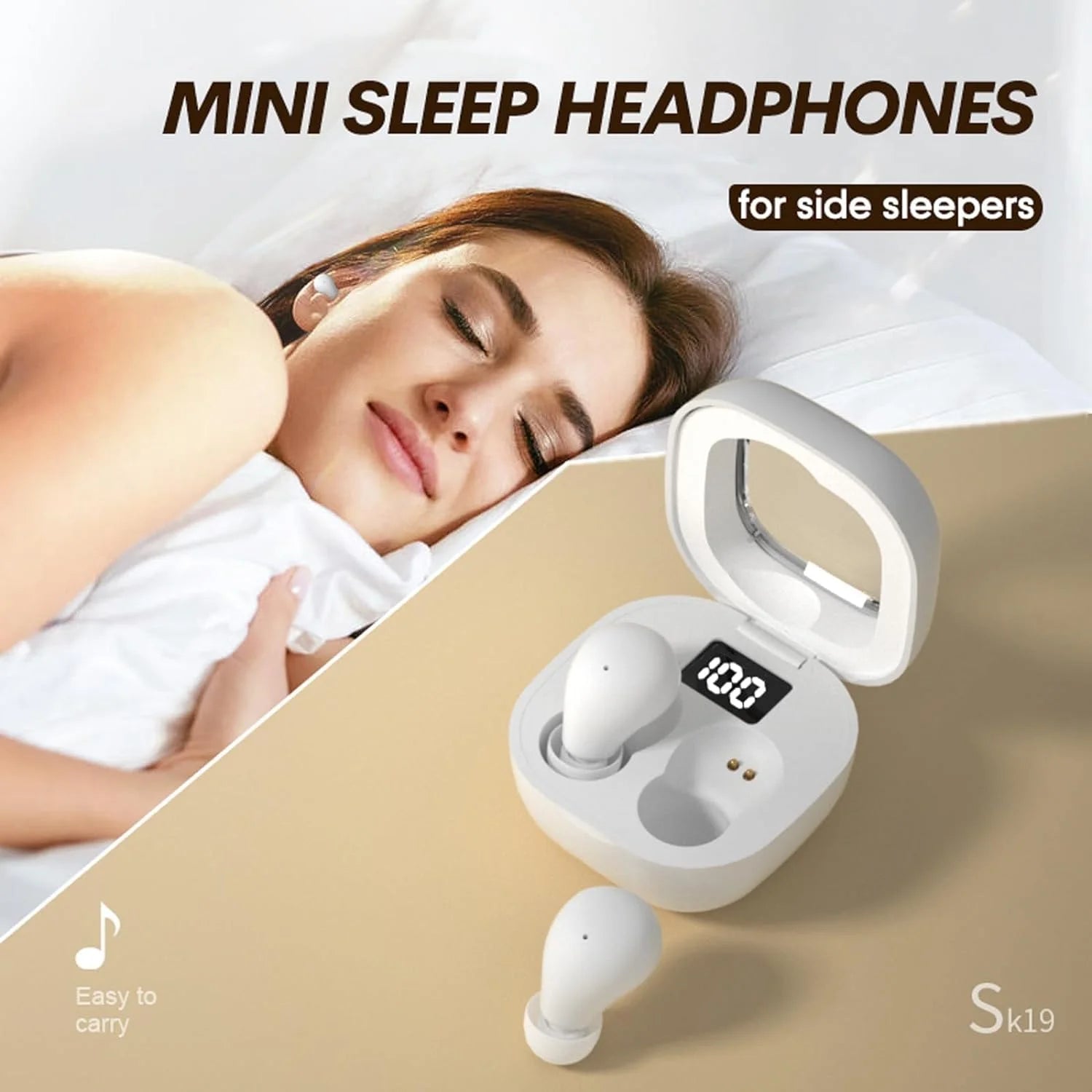 Smallest Invisible Mini Earbuds Wireless Bluetooth, Low Profile Micro Tiny Discreet Hidden Earbuds for Work,Invisible Sleep Wireless Earphone IPX6 Waterproof for Small Ear Canals(Black)